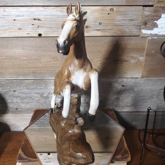 Wild Rearing Stallion/Horse Statue - Cast Plaster Resin - 13.5" Tall - Picture 4 of 7